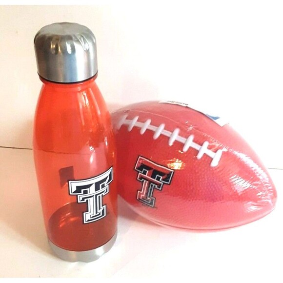 Texas Tech Red Raiders Foam Football & Reusable Water Bottle Sports Play Kids - Picture 1 of 6